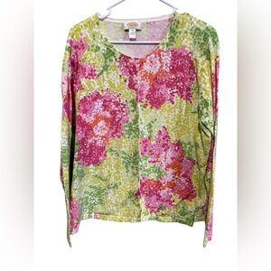 Talbots Woman Floral Button-Front Cardigan Top – Size X
